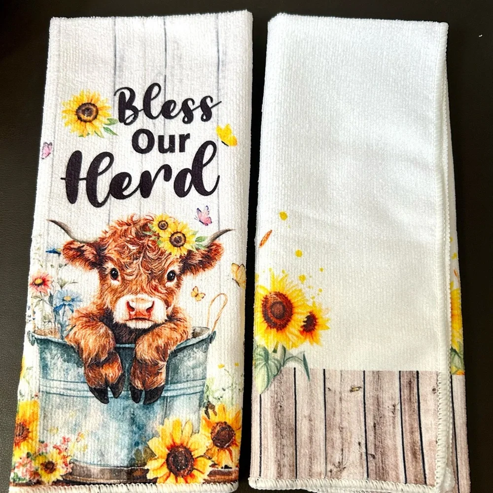 Farmhouse Highland Cow Kitchen Towels